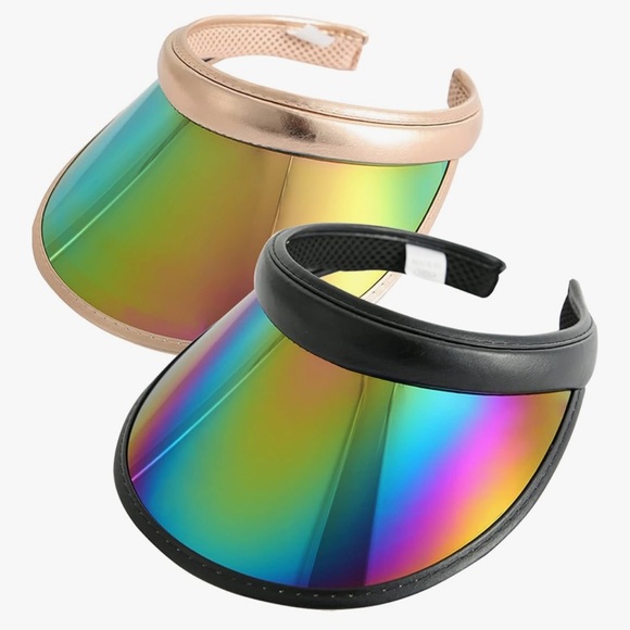 iridescent metallic shiny sun visor hat festival rave outdoor events beach uv